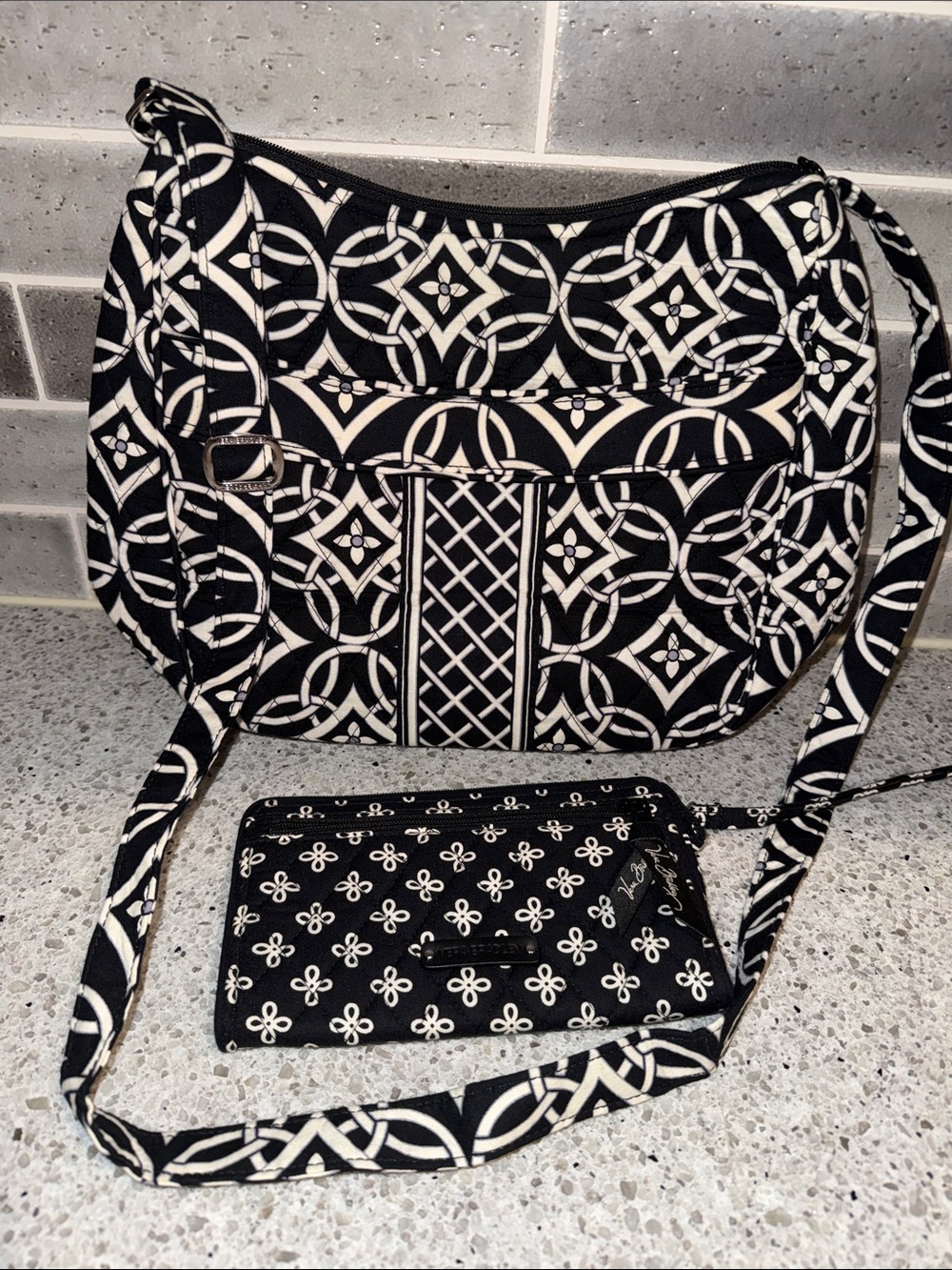 Vera Bradley Carryall Crossbody Bag with Matching Wristlet in Concerto